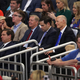 Florida Gov. Ron DeSantis (front row) Lindsey Graham (R-SC), Sen. Marco Rubio (R-FL) and Sen. Rick Scott (R-FL) listen as U.S. President Donald Trump announces his candidacy for a second presidential term on June 18, 2019 in Orlando, Florida.